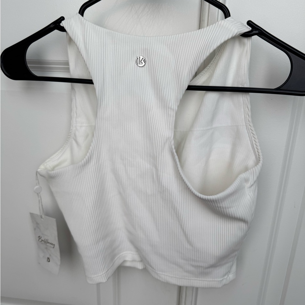 Buffbunny Henley Ribbed White Ribbed Top - Picture 2 of 7